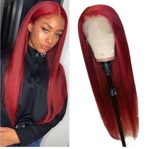 Red 13x6 24in HUMAN HAIR WIG.